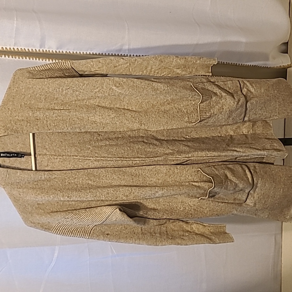 Athleta Merino Wool Cashmere Duster Cardigan Size XS Tan Beige